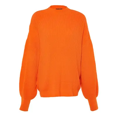 Trendyol Orange Wide Fit Crew Neck Pletený svetr