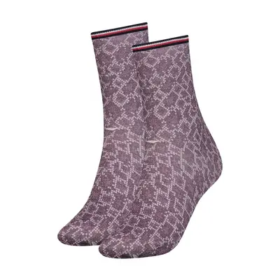 Tommy Hilfiger Socks - TH WOMEN SOCK 1P SNAKE LUREX burgundy