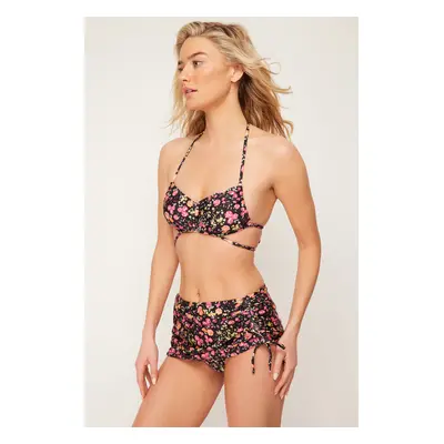 Trendyol Floral Patterned Bralette Brazilian 3-Piece Bikini Set