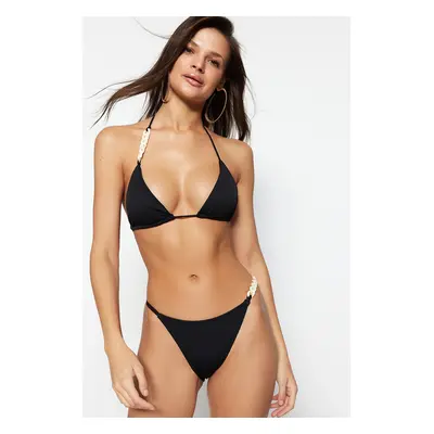 Trendyol Textured High Leg Bikini Bottom with Black Accessories