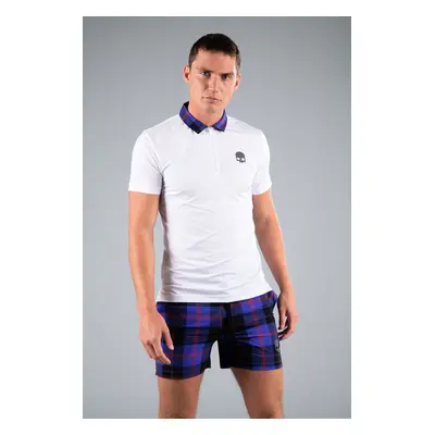 Pánské tričko Hydrogen Tartan Zipped Tech Polo White (Purple/Black)