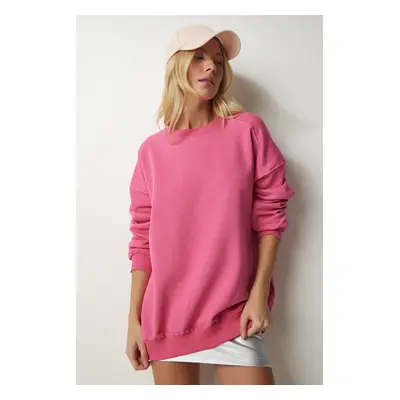 Happiness İstanbul Women's Pink Raised Oversize Sweatshirt