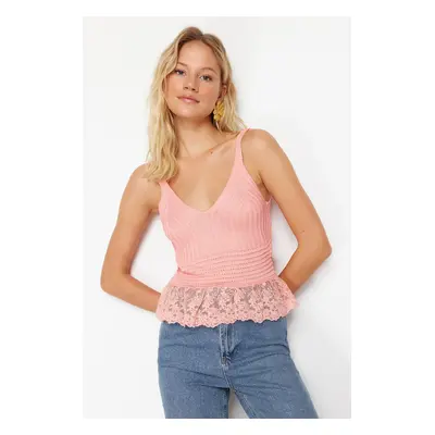 Trendyol Pink Embroidery Garni Detailed Knitwear Blouse