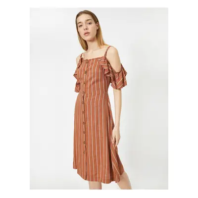 Koton Women's Brown Striped Dress