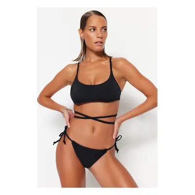 Trendyol Black Tunnel Regular Leg Bikini Bottom