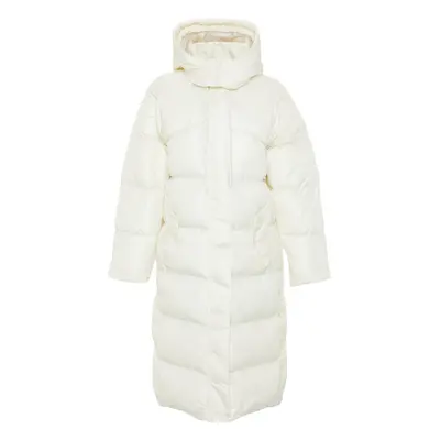 Trendyol Ecru Regular Pattern Hooded Side Snap Detail Water Repellent Long Puffer Jacket