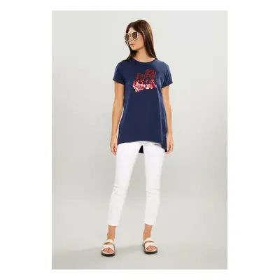 MONNARI Woman's T-Shirts Ladies' T-Shirt With Longer Back Navy Blue