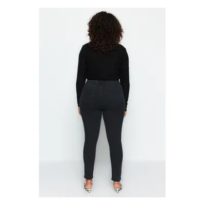 Trendyol Curve Anthracite High Waist Flexibilní úzké džíny