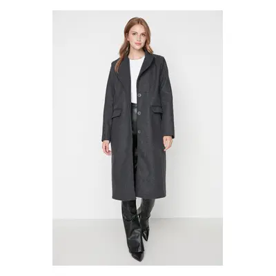 Trendyol Anthracite Button Zavřít Stamp Coat