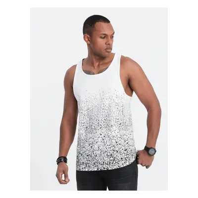 Ombre Men's cotton tank top with gradient print - white