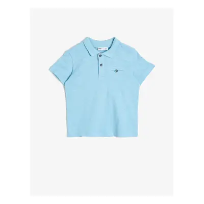 Koton Polo Neck Cotton Fabric Buttoned T-Shirt with Buttoned Chest Short Sleeves.