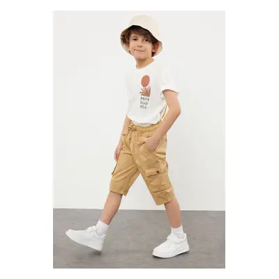 Trendyol Beige Boy's Pocket Elastic Waist Woven Shorts