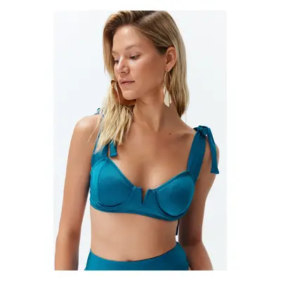 Trendyol Blue Balconette Tie-Up Bikini Top