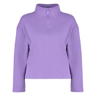 Trendyol Curve Purple Stand Collar Zippered Thessaloniki Thin Knitted Sweatshirt