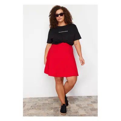 Trendyol Curve Red Elastic Knitted Skirt