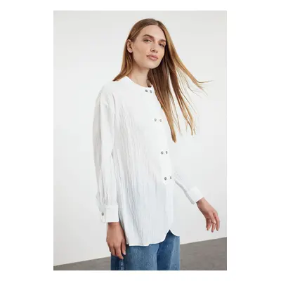 Trendyol Ecru Linen Look Plain Woven Shirt