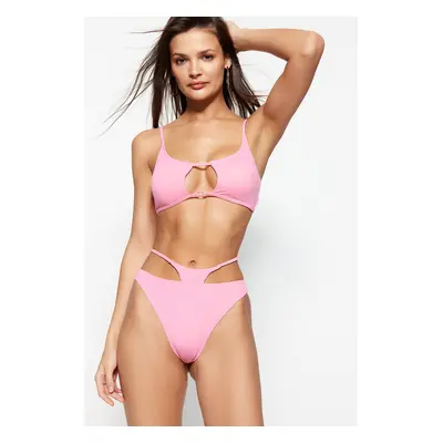 Trendyol Pink Cut Out/Windowed High Waist Bikini Bottoms With Regular Leg