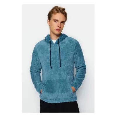 Trendyol Indigo Regular/Normal Cut Hooded Warm Plush Sweatshirt