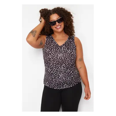 Trendyol Curve Black Single Jersey Knitted Plus Size Blouse