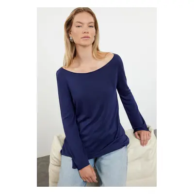 Trendyol Navy Blue Transparent Fine Knitwear Sweater