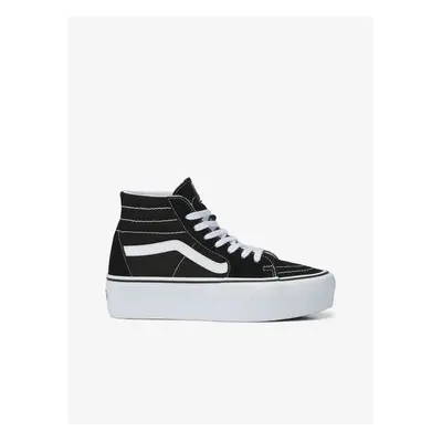 Černé dámské kotníkové kožené tenisky na platformě VANS Sk8-Hi T - Dámské