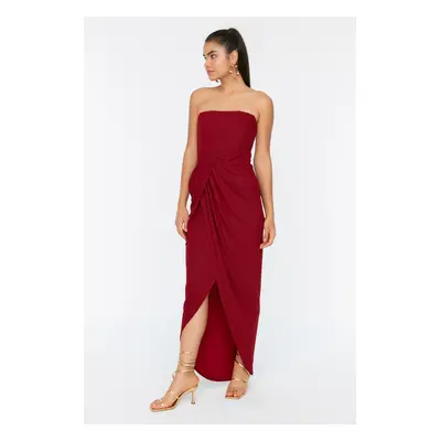 Trendyol Claret Red Detailed Evening Dress