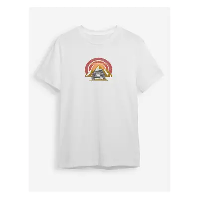 Trendyol White Landscape Printed regular/Normal Cut T-shirt