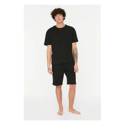 Trendyol Black Knitted Shorts Pajamas Set