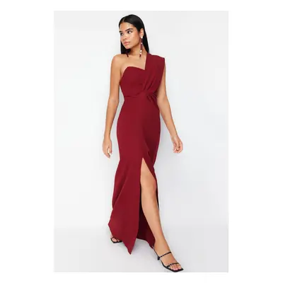 Trendyol Burgundy Collar Detailed Woven Elegant Evening Dress & Graduation Dress