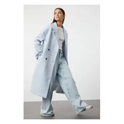 Trendyol Baby Blue Oversize Wide Cut Plush Coat