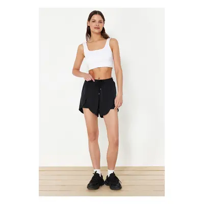 Trendyol Black 2-Layer Knitted Sports Shorts with Inside Shorts