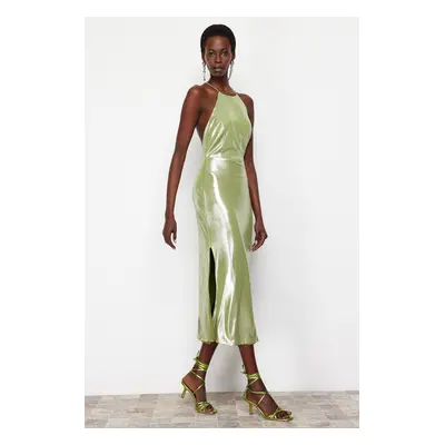 Trendyol Light Green Metallic Look Knitted Dress