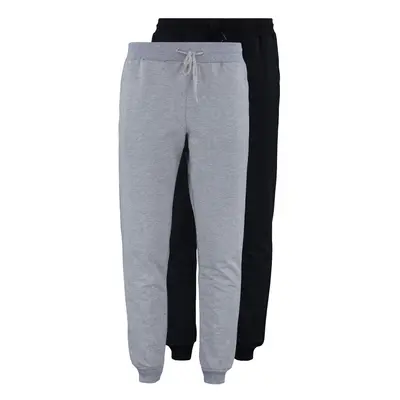 Trendyol Šedé-Černé Regular/Normální Fit Elastické Jogger 2-Pack Tepláky