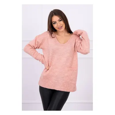 Sweater with decorative pockets powdered pink