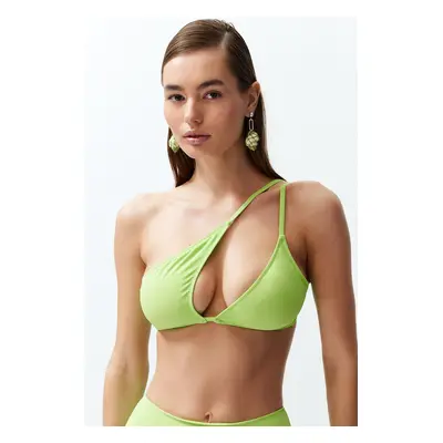 Trendyol Green One-Shoulder Cut Out/Windowed Bikini Top