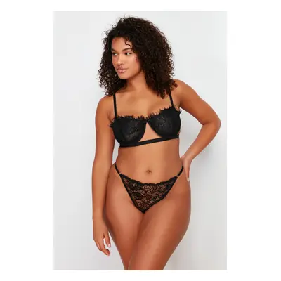 Trendyol Curve Black Lace Underwire Lined Underwear Set