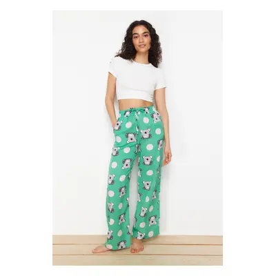 Trendyol Green-Multicolor Animal Patterned Viscose Woven Pajama Bottoms