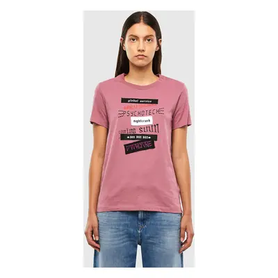 Diesel T-shirt - TSILYV20 pink with inscriptions