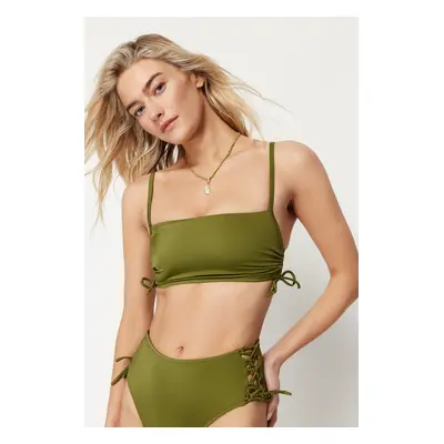 Trendyol Khaki Strapless Tunnel Bikini Top