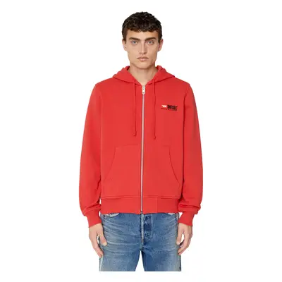 Diesel Sweatshirt - S-GINN-HOOD-ZIP-DIV SWEAT-SHIR red