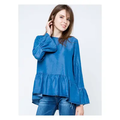 Euphora blouse a'la jeans fastened with buttons at the back blue