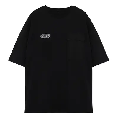 Trendyol Large Size Black Oversize Pocket Detailed Printed 100% T-Shirt