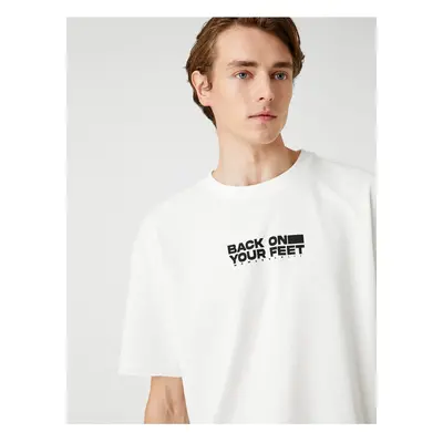 Koton Oversize tričko Motto Printed Crew Neck Krátký rukáv