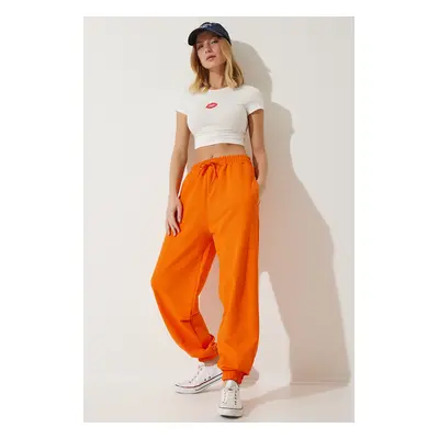 Happiness İstanbul Women's Orange Baggy Jogging Sweatpants