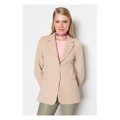 Trendyol Beige Woven Lined Back Detail Blazer Jacket