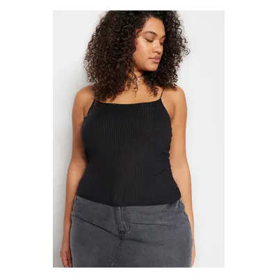 Trendyol Curve Black Strap Crop Knitted Blouse