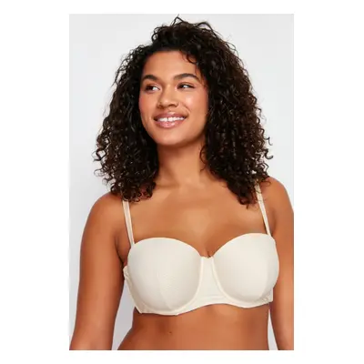 Trendyol Curve Beige Ribbed Strapless Bra