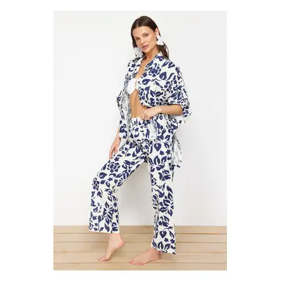 Trendyol Floral Print Woven Kimono Pants Set