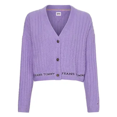 Tommy Jeans Cardigan - TJW CROP FURRY CARDIGAN purple