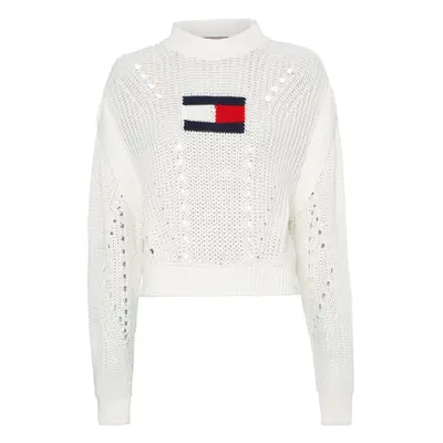 Tommy Jeans Sweater - TJW OVRSZD FLAG STITCH SWEATER white